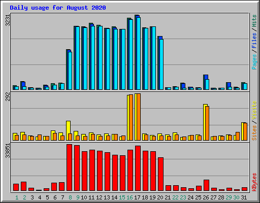 Daily usage for August 2020