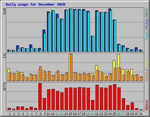 Daily usage for December 2020