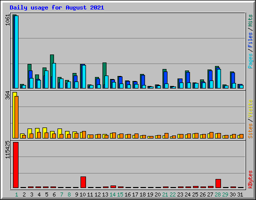 Daily usage for August 2021