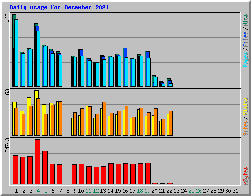 Daily usage for December 2021